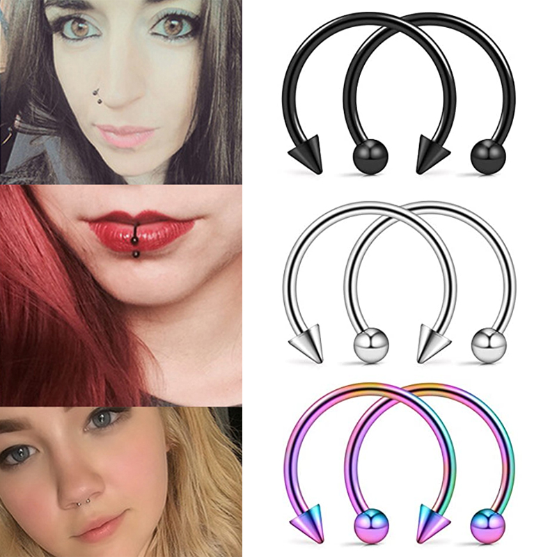 Punk C Shape Steel Nose Ring Horseshoe Lip Ring puncture Hook Clip Earrings Septum No Allergic Body Piercing Jewelry Nose Rings