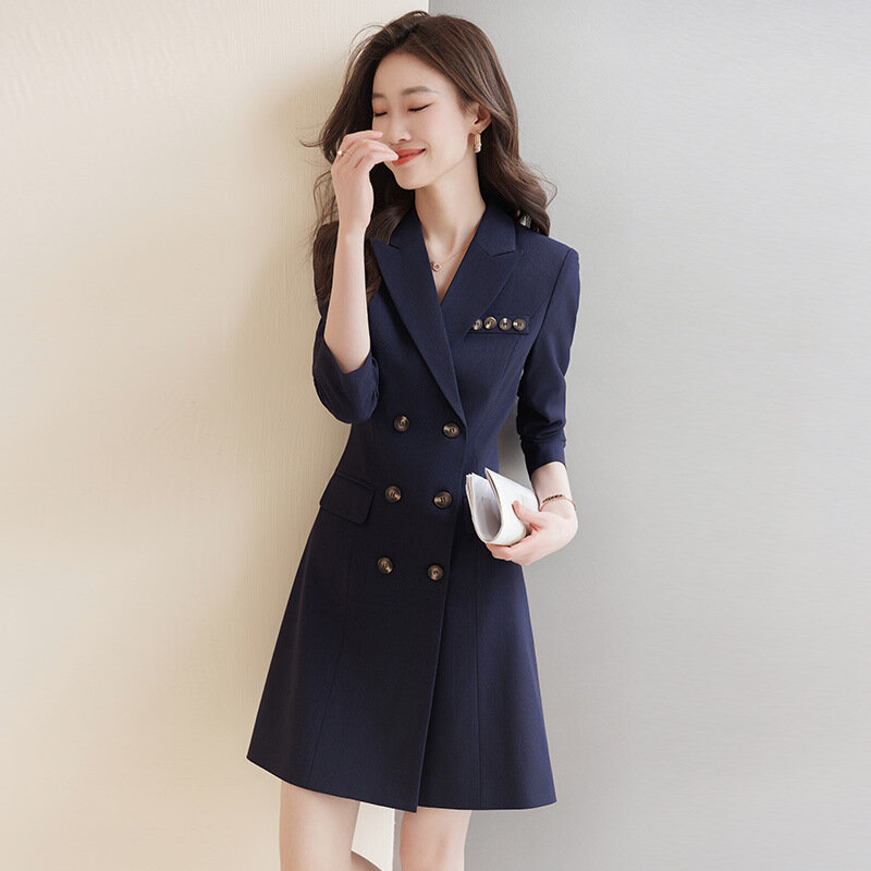 Blazers Women 2024 Fashion Casual Double Breasted Coats Office Ladies Long Sleeve Jacket Business Long Blazers Female Outerwear