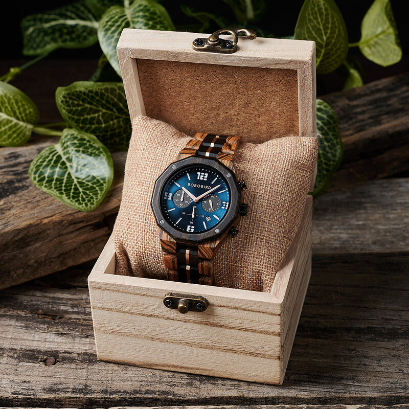BOBO BIRD jam tangan kayu mewah untuk pria jam tangan pria bisnis asli jam tangan kuarsa modis jam tangan pengiriman ganda