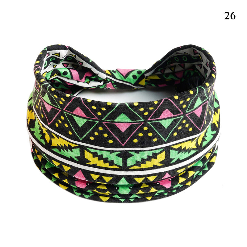 2023 Boho Flower Print Wide Headbands Vintage Knot Elastic Turbante Headwrap para Mulheres Meninas Algodão Soft Bandana Acessórios para o Cabelo