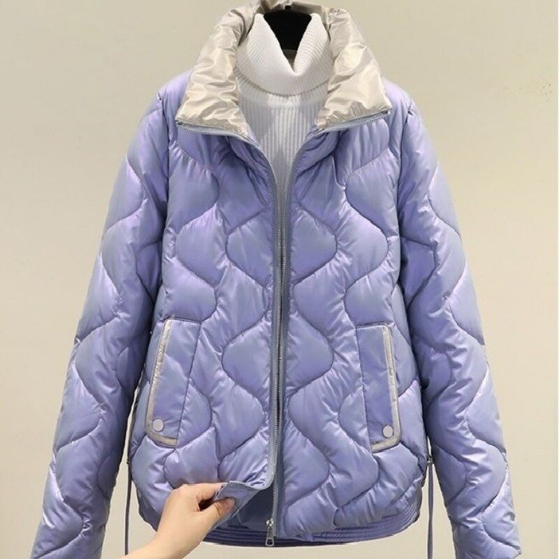Новинка 2023, женское Стеганое пальто, зимняя куртка, женская модная парка с короткими рукавами и блестками Hin, тонкая Свободная верхняя одежда
