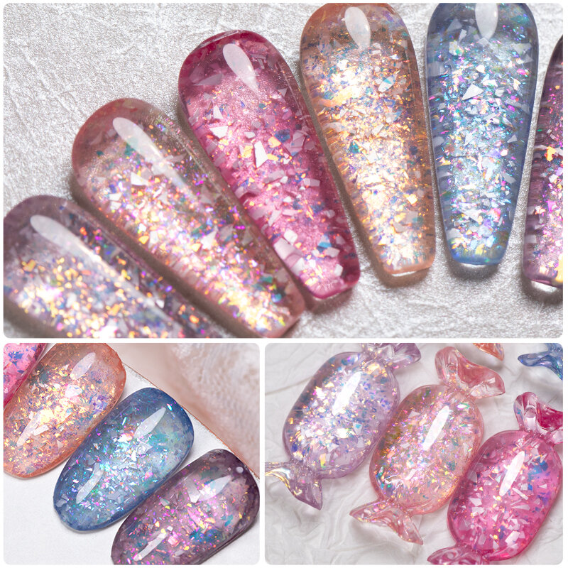 BOZLIN 5ml Sparkling Chameleon Glitter Mica Shell Gel smalto per unghie per Manicure Soak Off Nail Art paillettes Gel vernice
