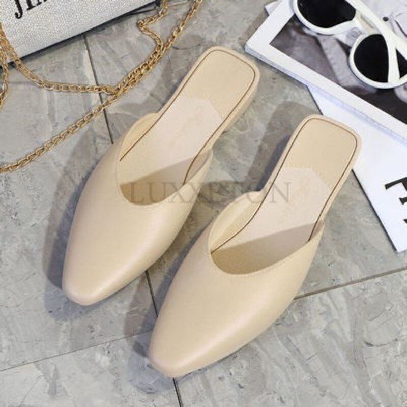Women Slippers 2024 New Summer Elegant Mule Jelly Solid Color Outdoor Square Heel Pointed Casual Fashion Simple Women Shoes