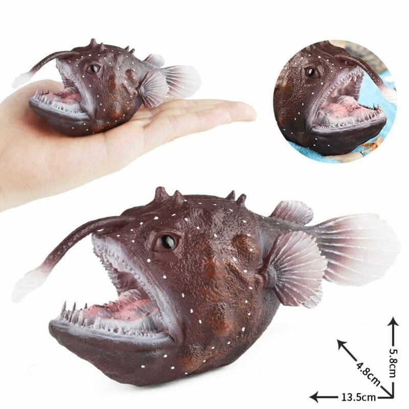 Mini PVC Angler Fish Figure, Modelo Educacional, Simulação Animal Marinho, Animal Oceano, Portátil