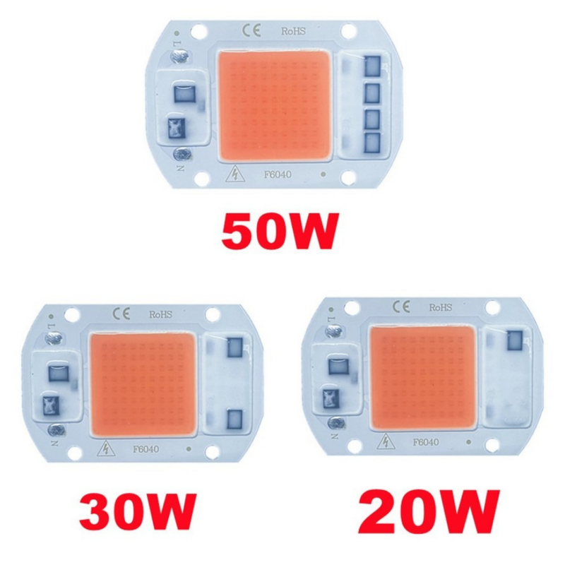 ชิป LED 20W 30W 50W ชิป COB เต็มสเปกตรัมไม่จำเป็นต้องขับรถ LED สำหรับโคมไฟน้ำท่วม spotlight Full Spectrum DIY แสง