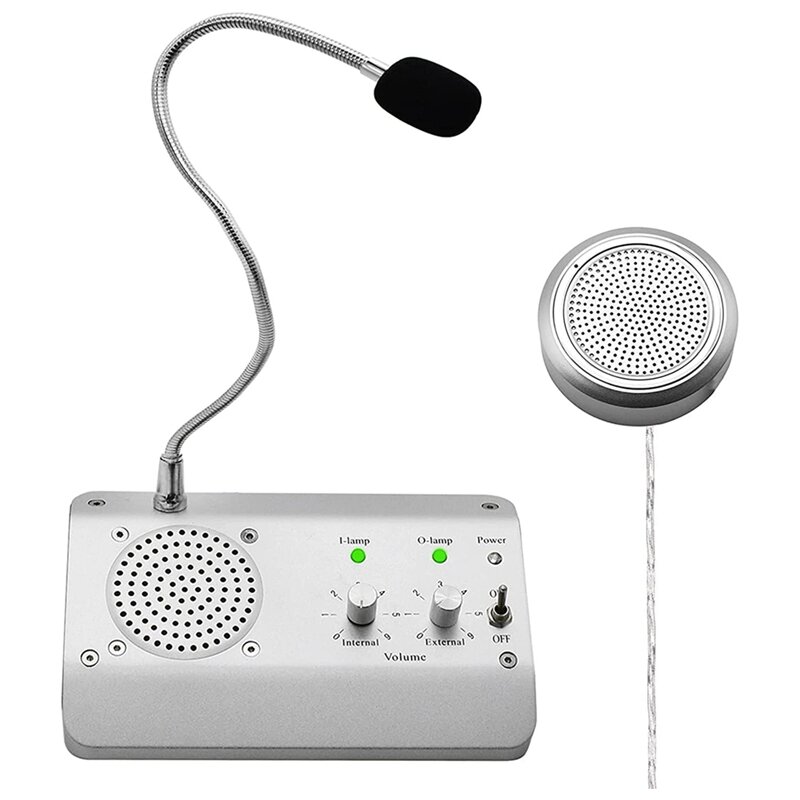 Dual Way Janela Intercom Speaker System, Janela Microfone, Sistema de Intercom para Negócios, Escritório, Escola, Plug UE, AT41
