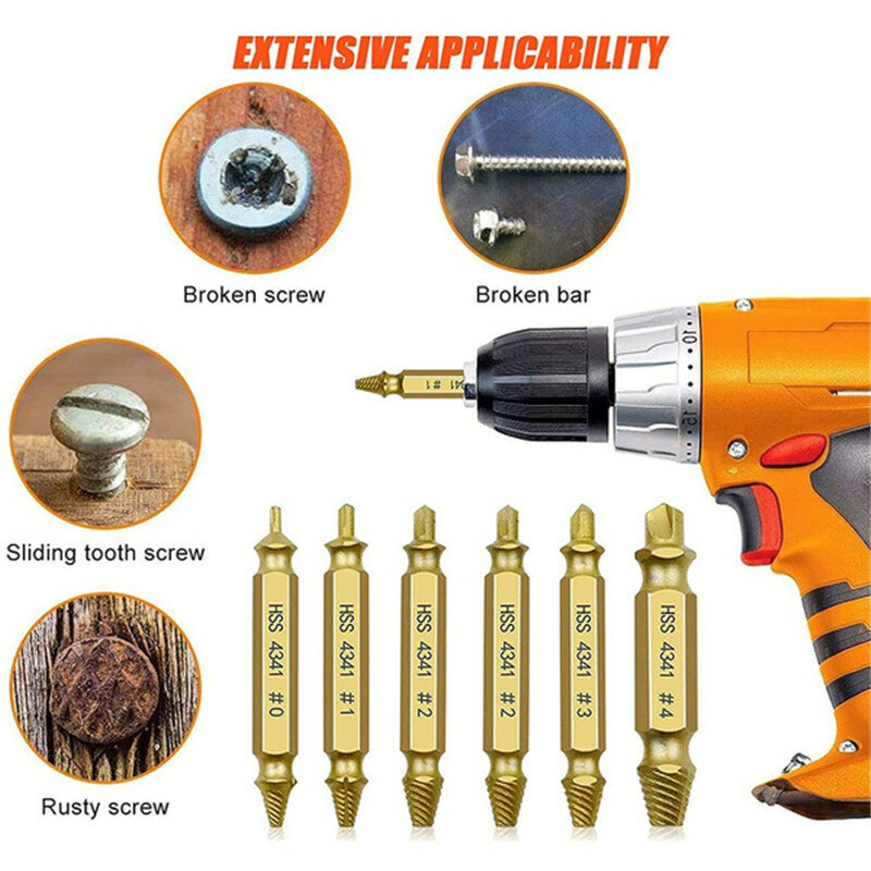 4/5/6 PCS Damaged Screw Extractor Drill Bit Set Easy Out Guide Broken Bolt Stud Remover Easily Take Out Demolition Tools Kit