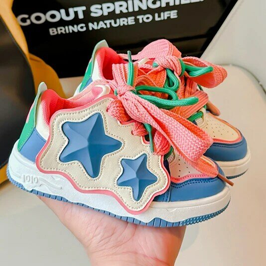 Детские кроссовки для девочек, обувь для девочек, модные 3D звезды, женские кроссовки на весну и осень, обувь для отпуска на открытом воздухе для девочек