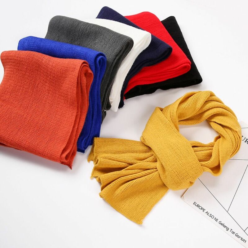 Knitted Women Men Scarf Fashion Imitation Cashmere Thicken Warm Scarves Windproof Solid Color Winter Shawl