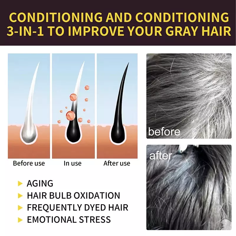100ml Natural Herbal Hair Dye Shampoo 3 in 1 Hair Color Shampoo for Gary Hair Dark Brown Black And Women Men Grey Coverage 2024