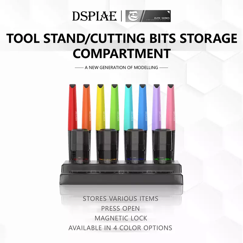 DSPIAE PT-PR PT-R Tool Storage Bin Tool Stand Cutting Bits Stprage Compartment Red Yellow Blue Green