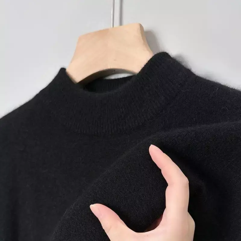 Nuovo colore solido inverno uomo maglione di lana caldo cashmere interno pullover Mens moda Casual maglioni dolcevita maglieria