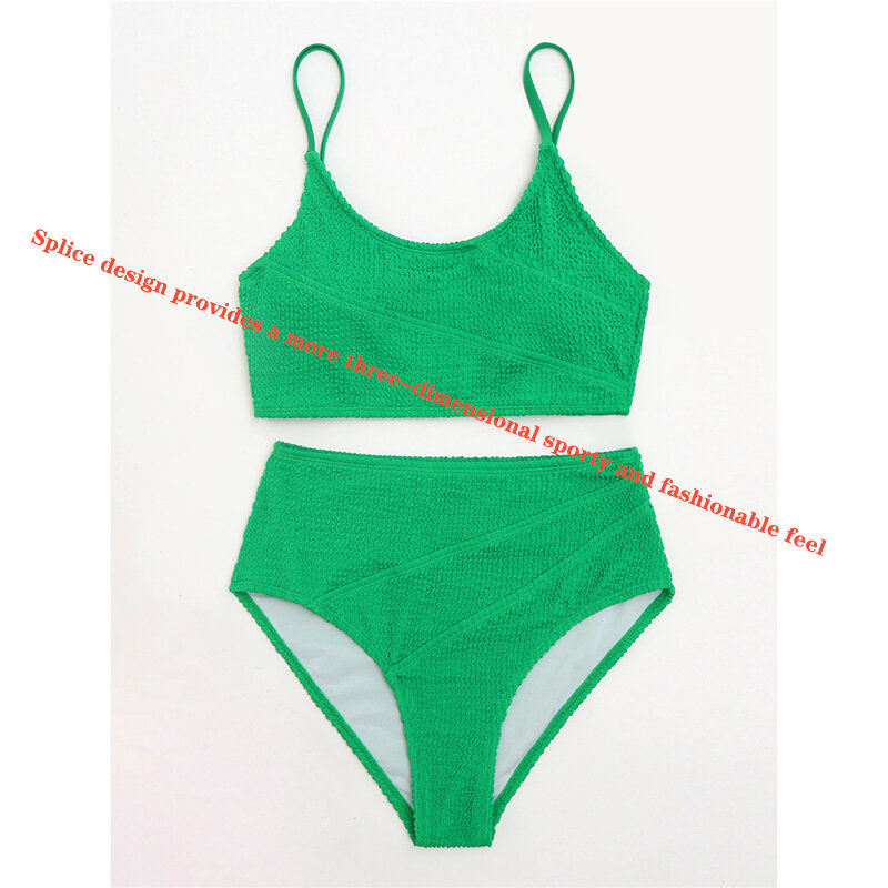 Conjunto de Bikini de dos piezas para mujer, traje de baño de cintura alta, a la moda, para playa, verano, 2024