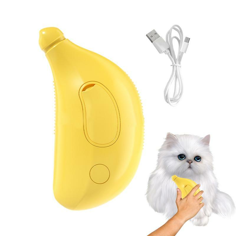Cepillo eléctrico de pelo de plátano para mascotas, peine de masaje recargable, accesorios para mascotas, 3 en 1