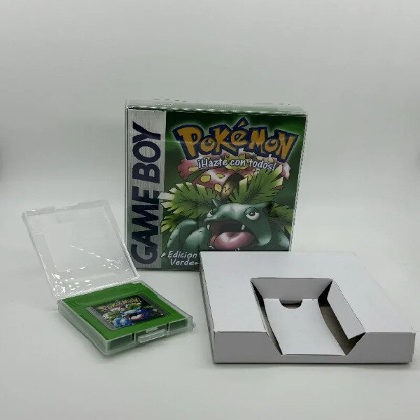 Игровой картридж серии Pokemon, синий кристалл, золотой, зеленый, красный, серебристый, желтый, версия ESP, GBC, для 16-битной видеоигры, без руководства