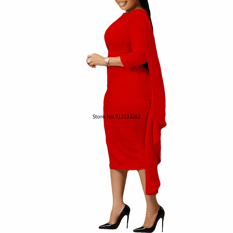 Gaun Afrika untuk wanita Dashiki kerah O seksi lengan panjang gaun pensil panjang wanita kasual mode Vestidos Musim Panas 2024