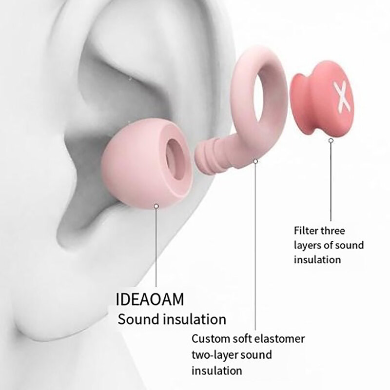 Silikonowe zatyczki do uszu z filtrem redukującym hałas z izolacja akustyczna do snu miękka gąbka zatyczki do uszu nauszniki
