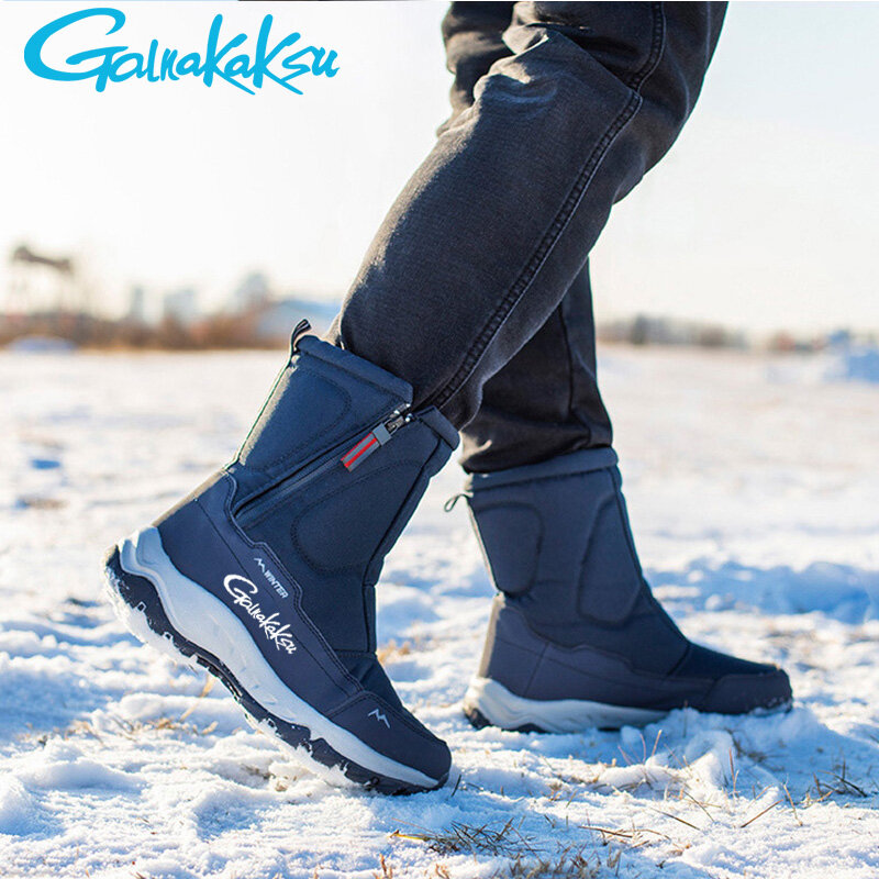 Зимние уличные спортивные ботинки унисекс для рыбалки 2023, бархатные теплые Нескользящие водонепроницаемые мужские ботинки с коротким верхом, большие хлопковые ботинки