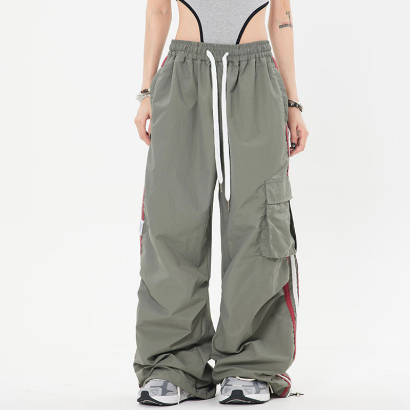 American Chimadt-Pantalon de travail élastique à rayures pour femme, taille haute, proximité, poche Wstring, droit, décontracté, polyvalent, sport, fjadt