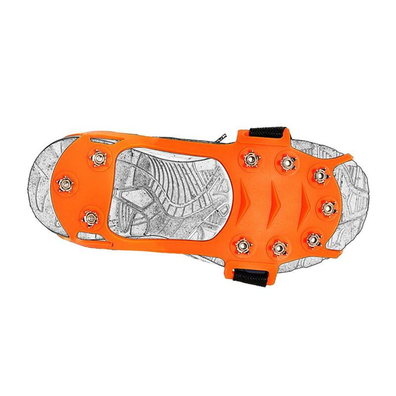 Snow Shoe Cleat Anti-slip Ice Gripper Snow Traction Spikes Hiking Climbing Overshoe Cleat  M  Orange