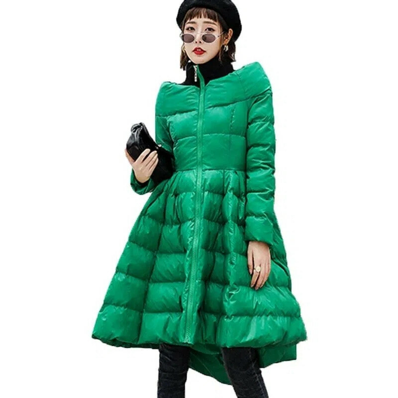 Neue mittel lange Stil schlanke Daunen Baumwolle gepolsterte Jacke Mantel schlank und erhalten Taille leichte Luxus Oberbekleidung halten warmen Mantel