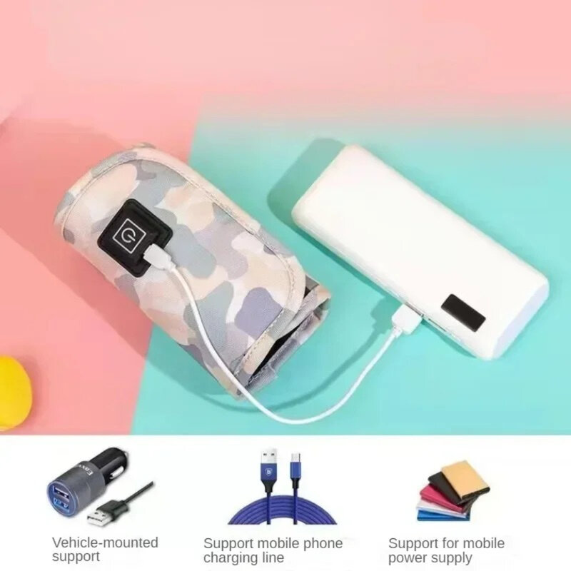 유아용 휴대용 USB 병 워머, 3 단 속도 조절, 아기 컵 워머, 아기 및 어린이 야외 여행
