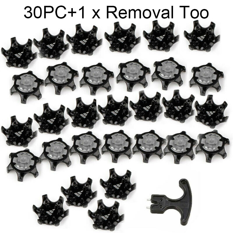 30PCS Golf Shoe Spikes Replace Clamp Cleat Screw-In Removal Tools 2.9x1.2cm Plastic Black Soft Durometer TPU Golf Accesseries