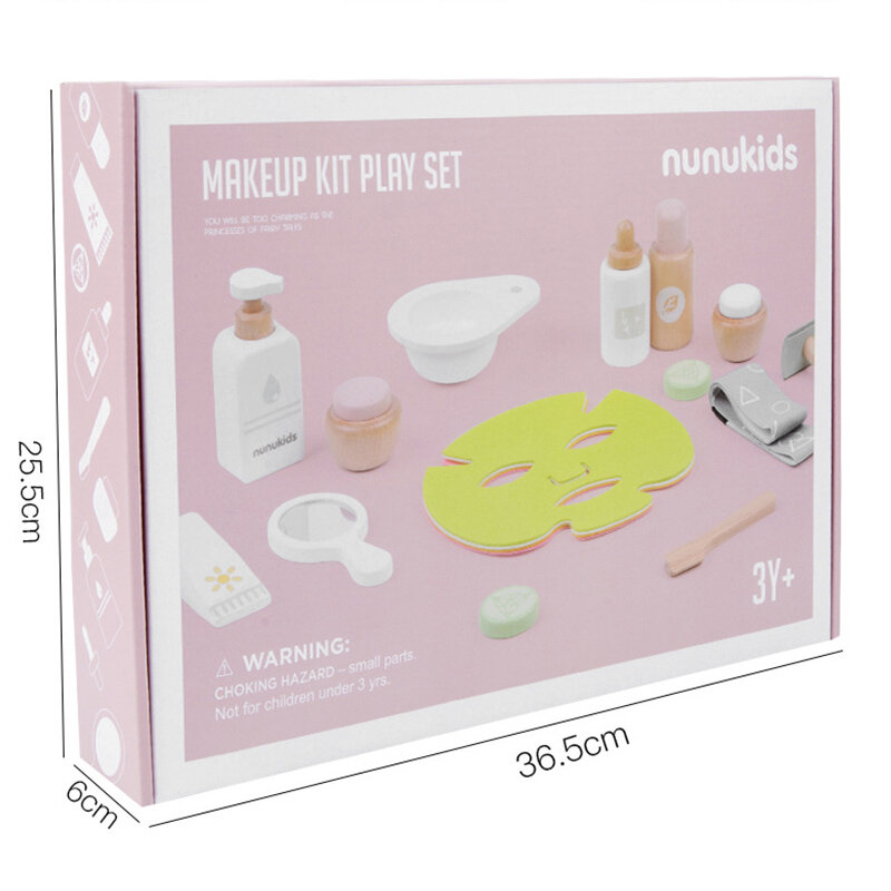 Children's Wooden Simulation Little Ggirl Makeup Kit Mask Care Role-playing Game Toys Beautiful and Fashion Baby Cosmetics Set