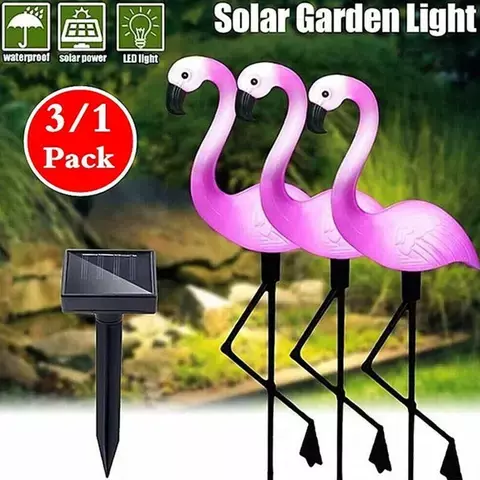 Luz de jardín con energía Solar, lámpara de paisaje impermeable, flamenco rosa, decoración de césped, Estaca de jardín, para exteriores