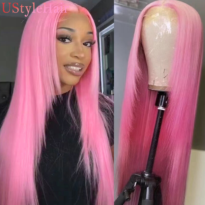 UStyleHair Platinum Straight Wig for Women Layered Cut Blonde Lace Front Wig Heat Resistant Synthetic Frontal Lace Daily Used