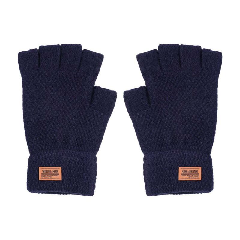 1 Pair Wool Fingerless Gloves Thermal Mens Knitted In Gloves Warm Mittens Keep Winter Finger Riding Half Fingerless I0d1