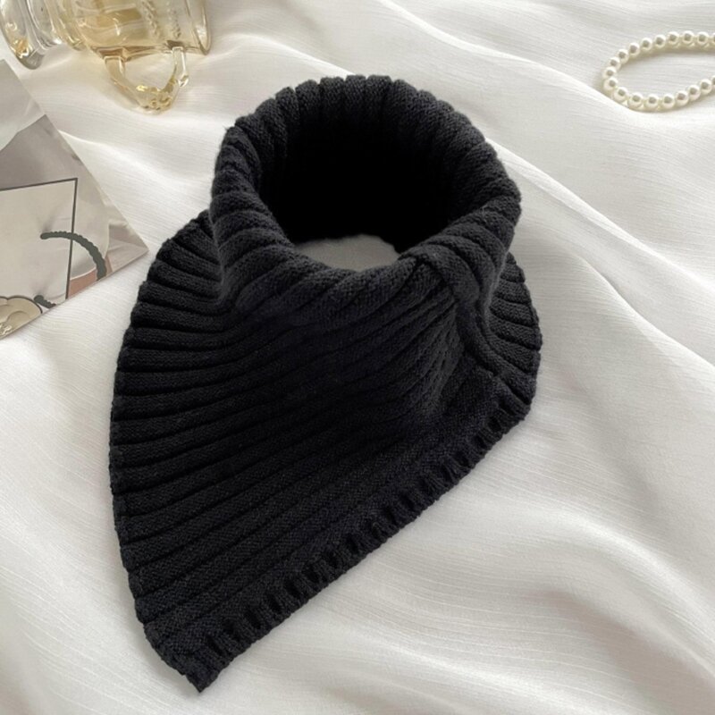 Ribbed Knit Turtleneck Dickey Faux Collar Solid Color Detachable Windproof Scarf