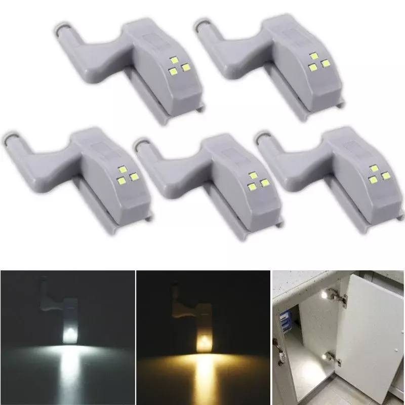 Lampu engsel dalam LED, lampu Sensor lemari pakaian Universal untuk kamar tidur lemari dapur lemari lampu malam 2/10pcs