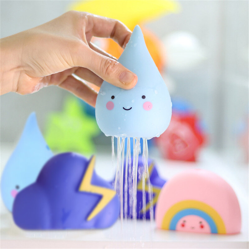 Brinquedos do banho do bebê Brinquedos meteorológicos Natação Água Pulverização Nuvens Pingos de chuva Rainbow Shower Toys Kids Bathroom Toys Children Gifts
