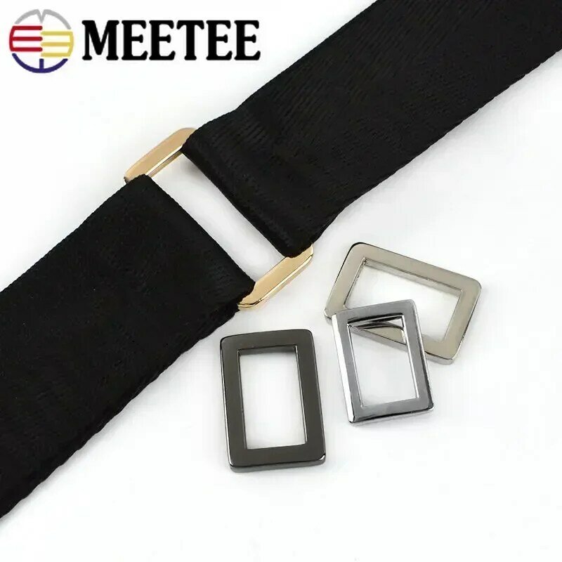 Meetee-Ajustável Metal Rings Belt Buckles, Webbing Strap Fecho para Mochila, Dog Collar Bags Acessórios, 5 10Pcs