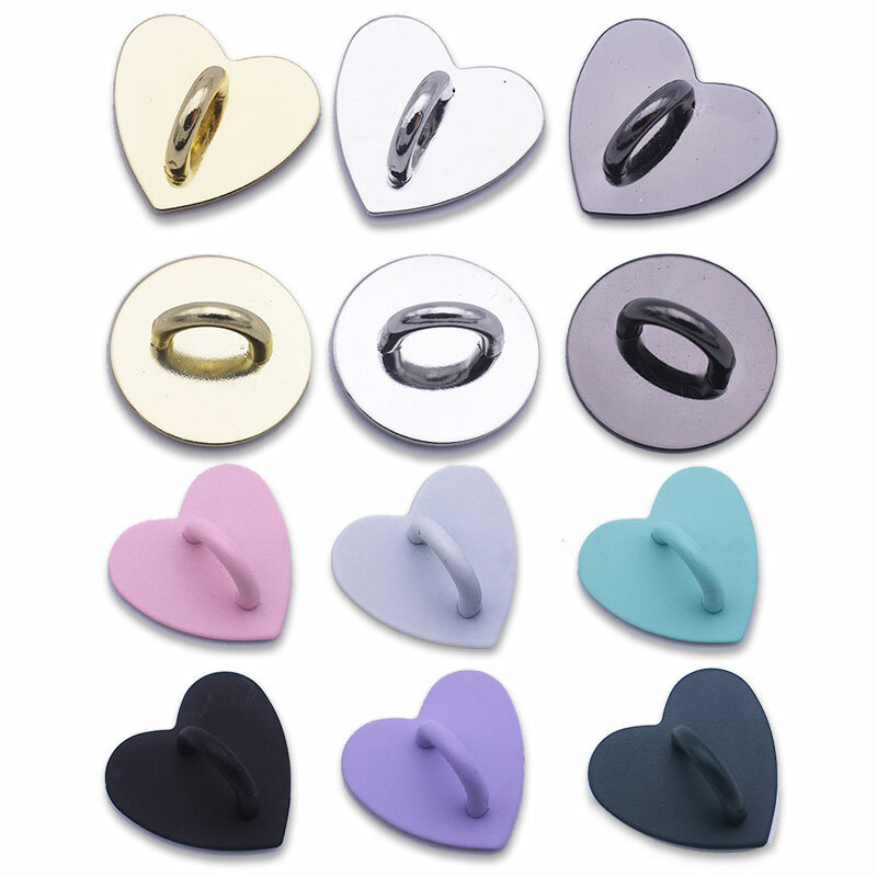 5PCS Kawaii Adhesive Metal Heart Phone Charm Holder Mobile Phone Case Finger Ring Stand Hook Buckle Charm Clasp Accessory String