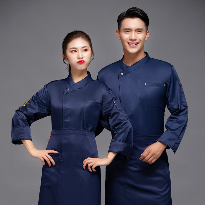 C364 Chef's Overalls Men's Long Sleeve Breathable Waiter Jacket Canteen Catering Chef's Long Sleeve Chef Uniform
