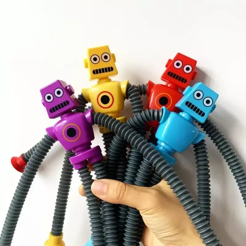 Melar Tube Robot Puzzle mainan baru dekompresi kreatif kartun cangkir hisap pegas teleskopik bentuk Robot hadiah mainan anak