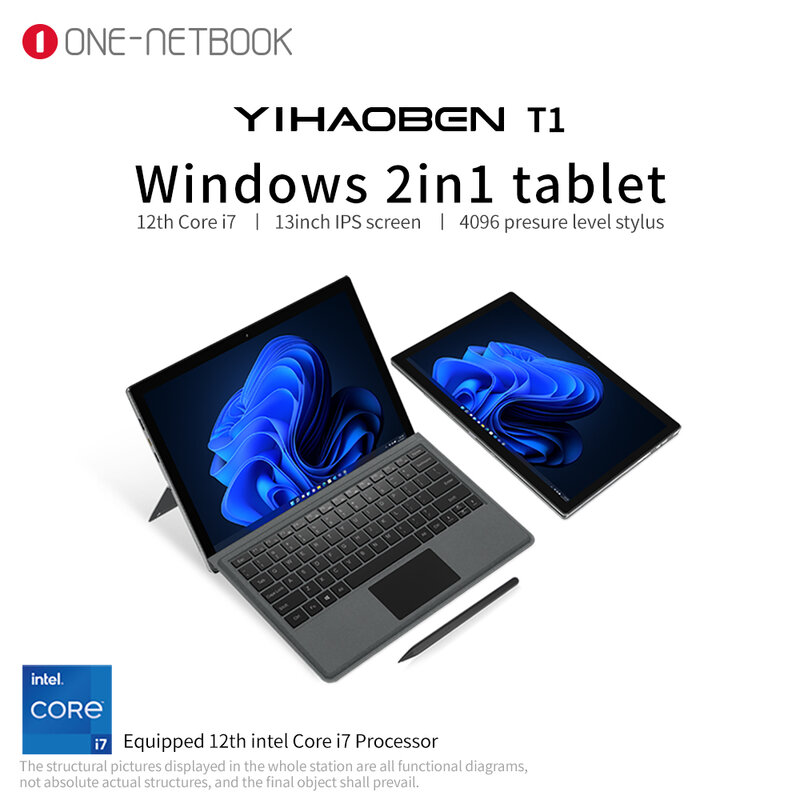 ONE-NETBOOK T1 laptopy Windows 2-w-1 Tablet Intel 12th Gen i7-1260P i5-1240P 16G + 512GB/1TB/2TB 13 "IPS 4096 długopis Stylus Wifi 6
