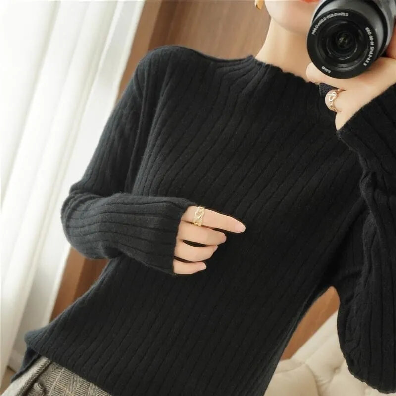 New Women Turtleneck Sweaters Knitting Sweater Slim High Collar Pullovers Autumn Winter Basic Jumper 2024 Trend Long Sleeve Top