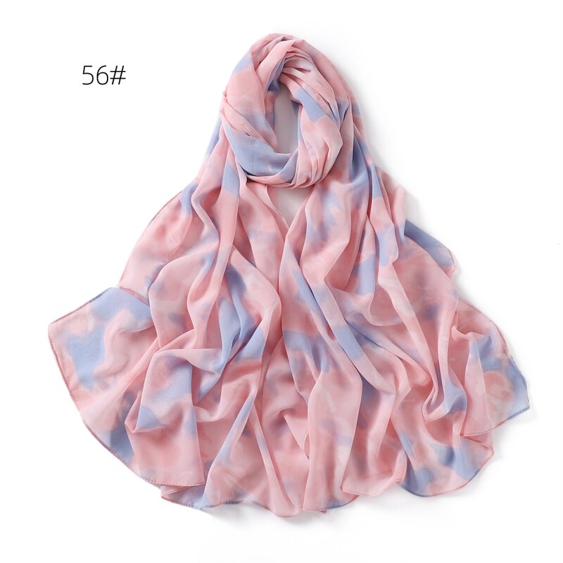 Sciarpa in Chiffon da donna musulmana scialle e fascia da donna di alta qualità con stampa floreale Hijab Fourled Femme stole