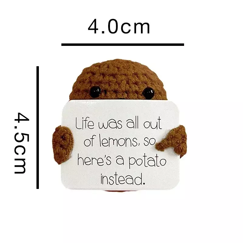 New Positive Energy Potato Hug Pocket Mini Handmade Plush Wool Knitting Doll With Card Funny Christams Gift Home Room Decoration