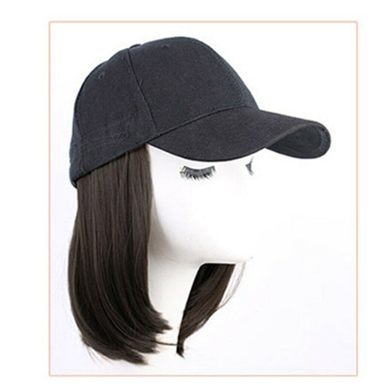 Parrucca con berretto da Baseball con parrucca per capelli corti dritti con cappello attaccato parrucca con berretto per capelli corti