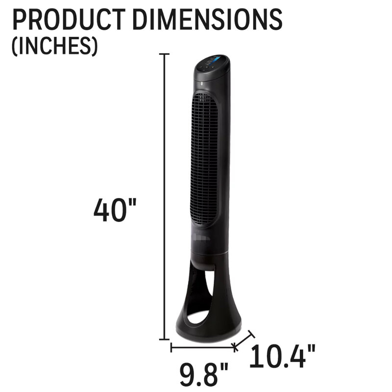 QuietSet Oscillating Electric Tower Stand Fan, HYF260B, Black