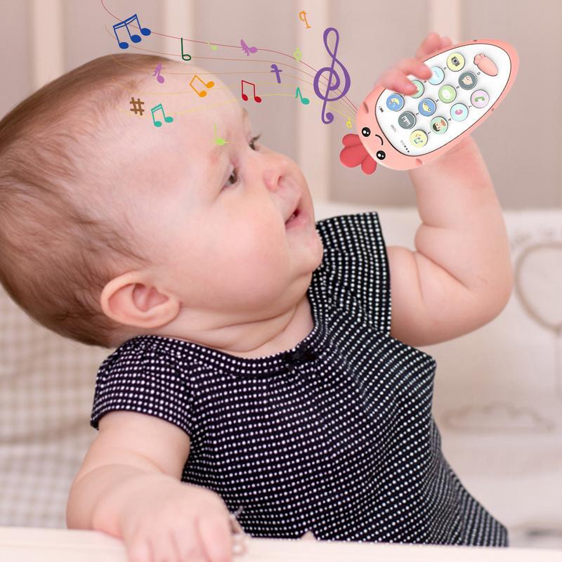 TeWindsor-Jouets à mâcher pour tout-petit, jouet musical pour tout-petit, jouet coule pour smartphone, jouet de dentition carotte bilingue