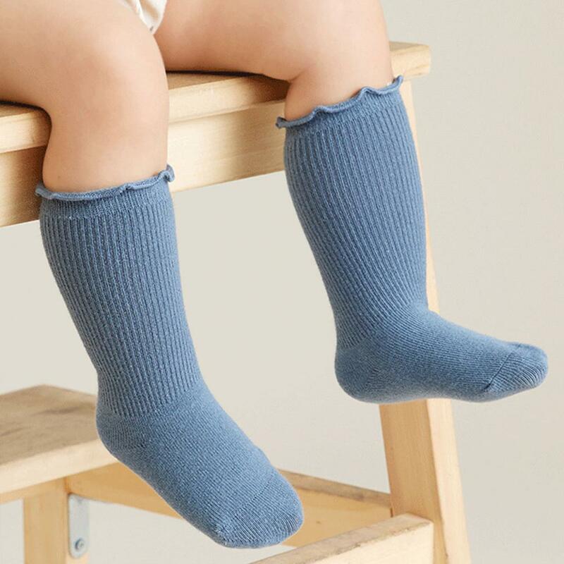 Baby Winter Socks Anti-slip Shirring Edge Ruffle Elastic Keep Warm Cotton Kids Girls Baby Garment