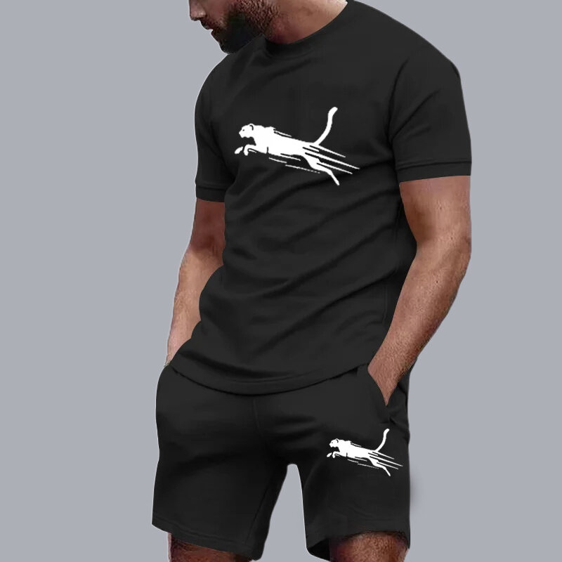 Sommer heiß verkaufte T-Shirt Shorts 2-teiliges Set für Herren Casual Fitness Jogging Sportswear, Hip-Hop atmungsaktives Kurzarm-Set