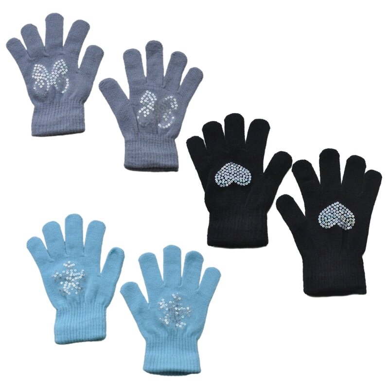 Winter Knit Gloves Breathable Full Finger Stretch Gloves Boys Girls Showert Gift G99C
