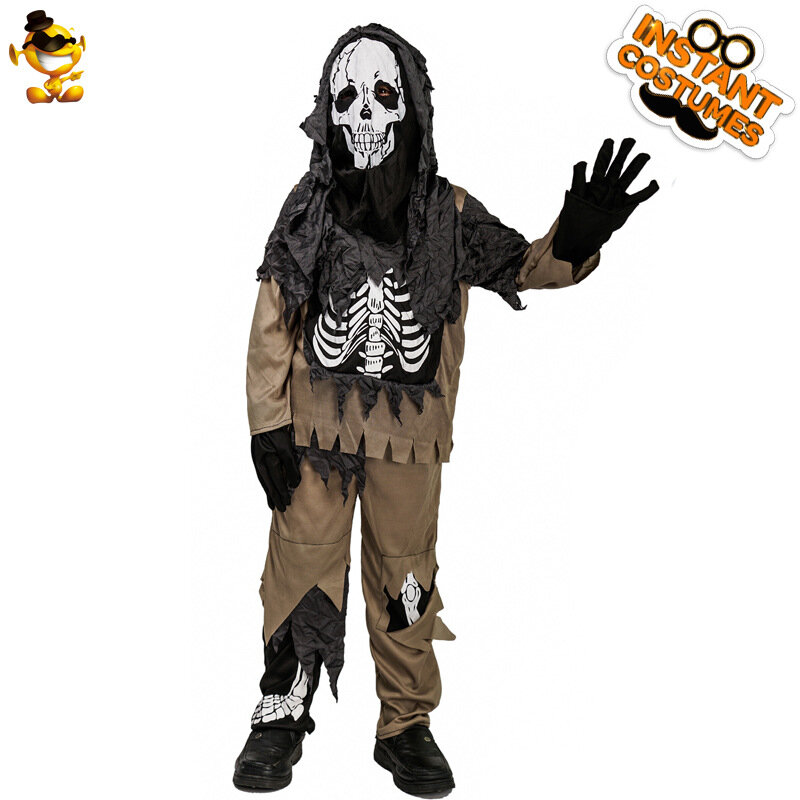 Costumes d'Halloween squelette pour enfants, robes de soirée, costume de bal masqué, costumes de cosplay de crâne, costumes de performance sur scène