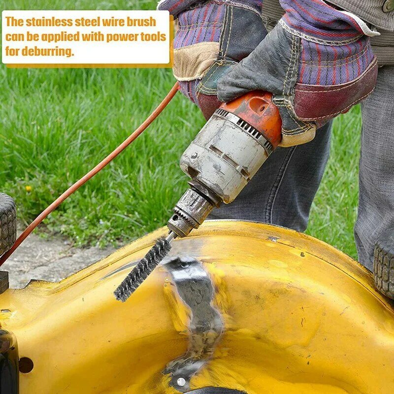 Aço inoxidável Bore Wire Brush, Power Broca Escova De Limpeza, Hex Shank Handle, 25 Pcs